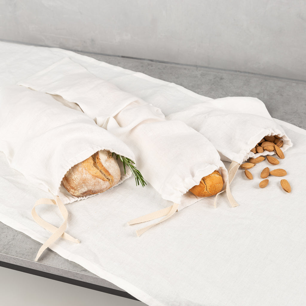 LionicleX Brotbeutel aus Leinen – Naturweiß